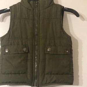 Olive Green Little Kids Puffer Vest